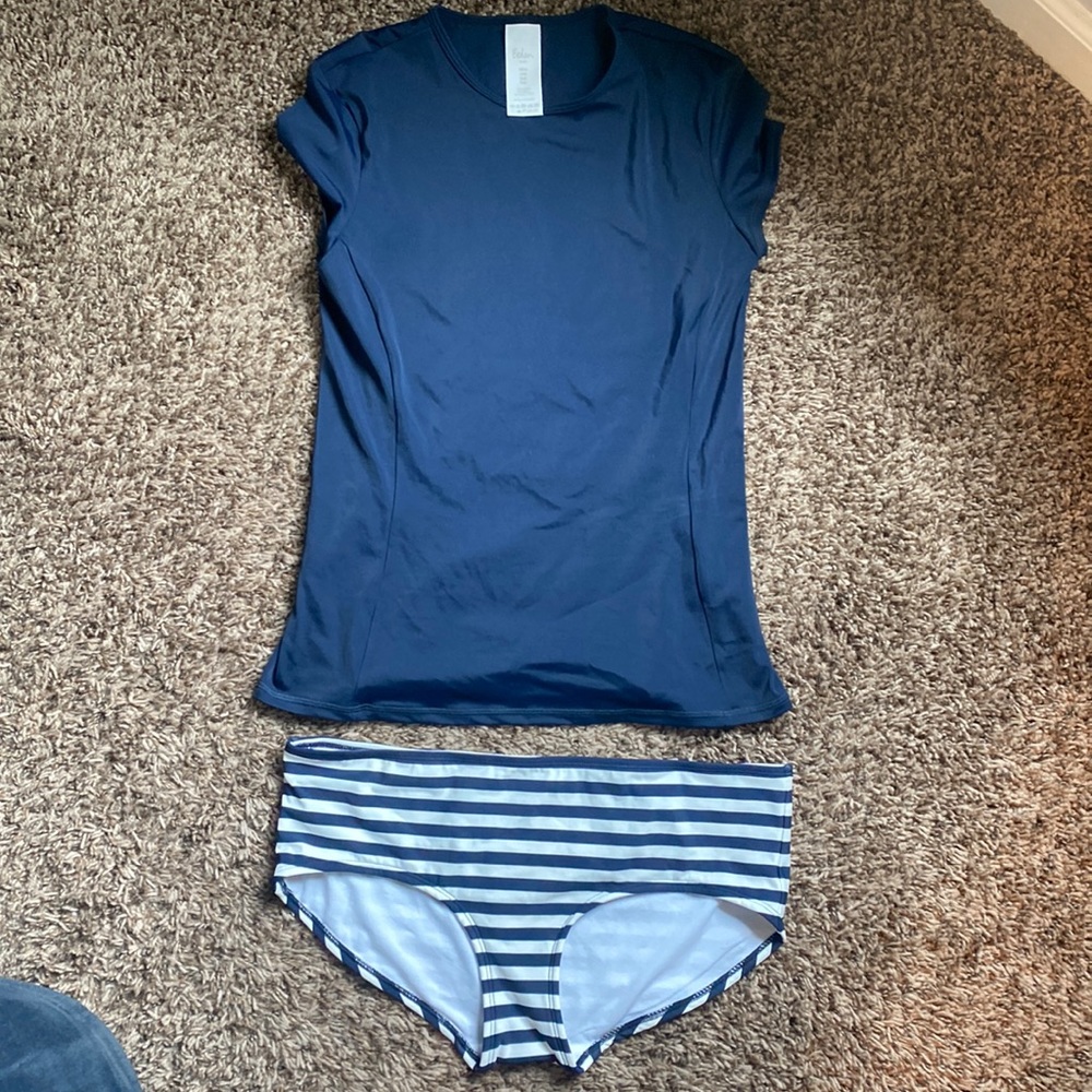 Boden womens swim shirt and boy shorts in navy